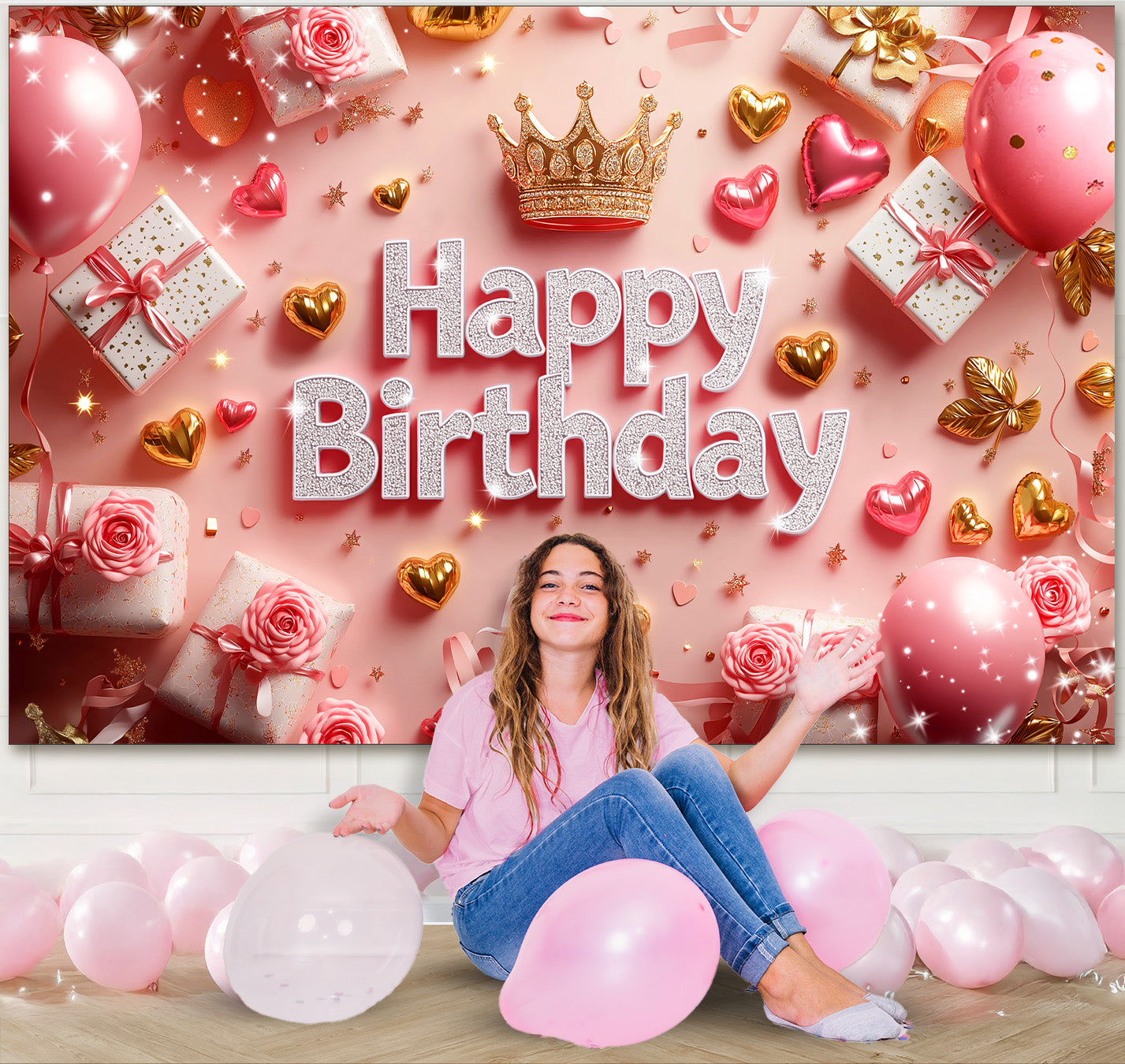 Pink Birthday Backdrop (6x4 ft)