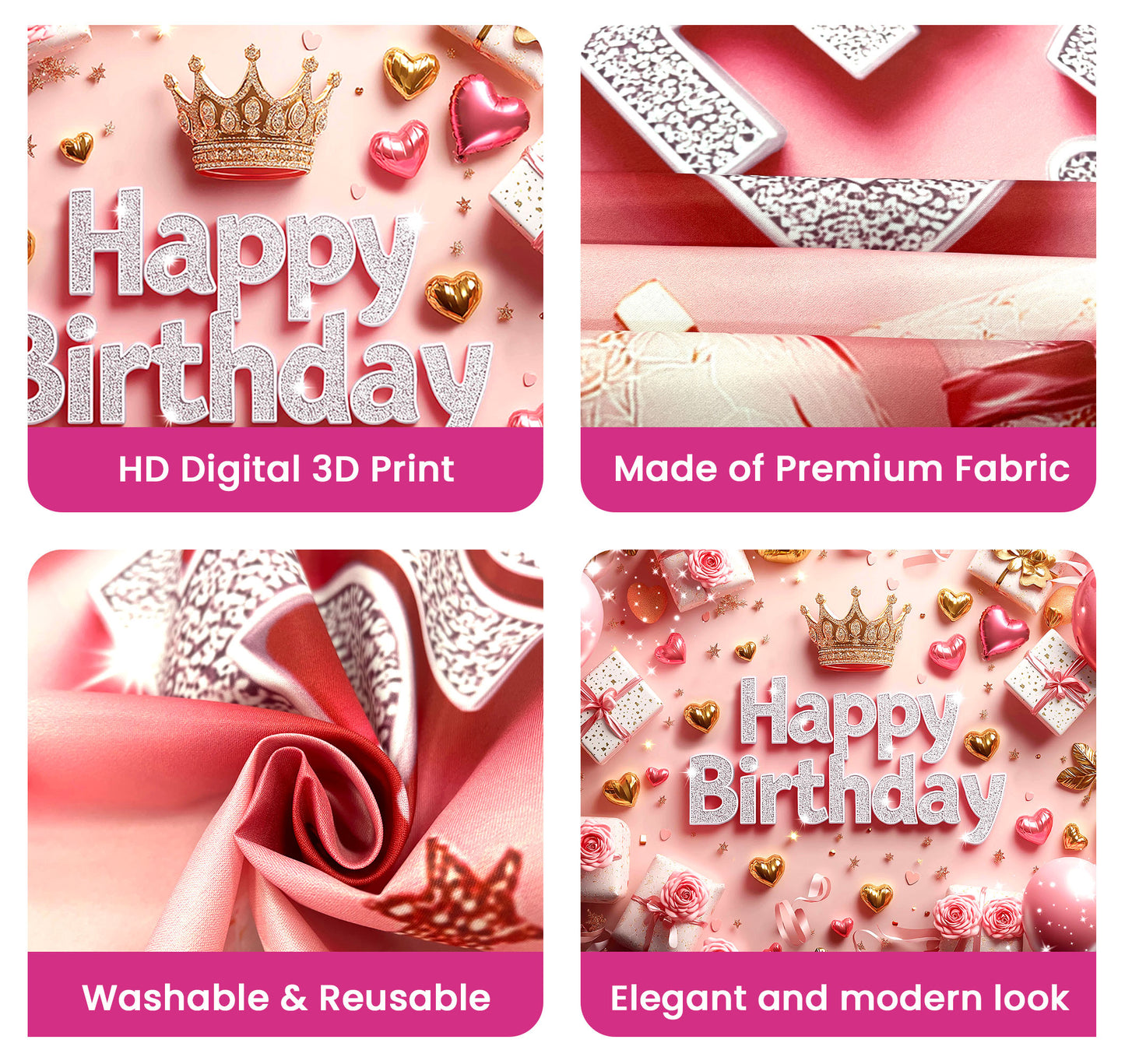 Pink Birthday Backdrop (6x4 ft)
