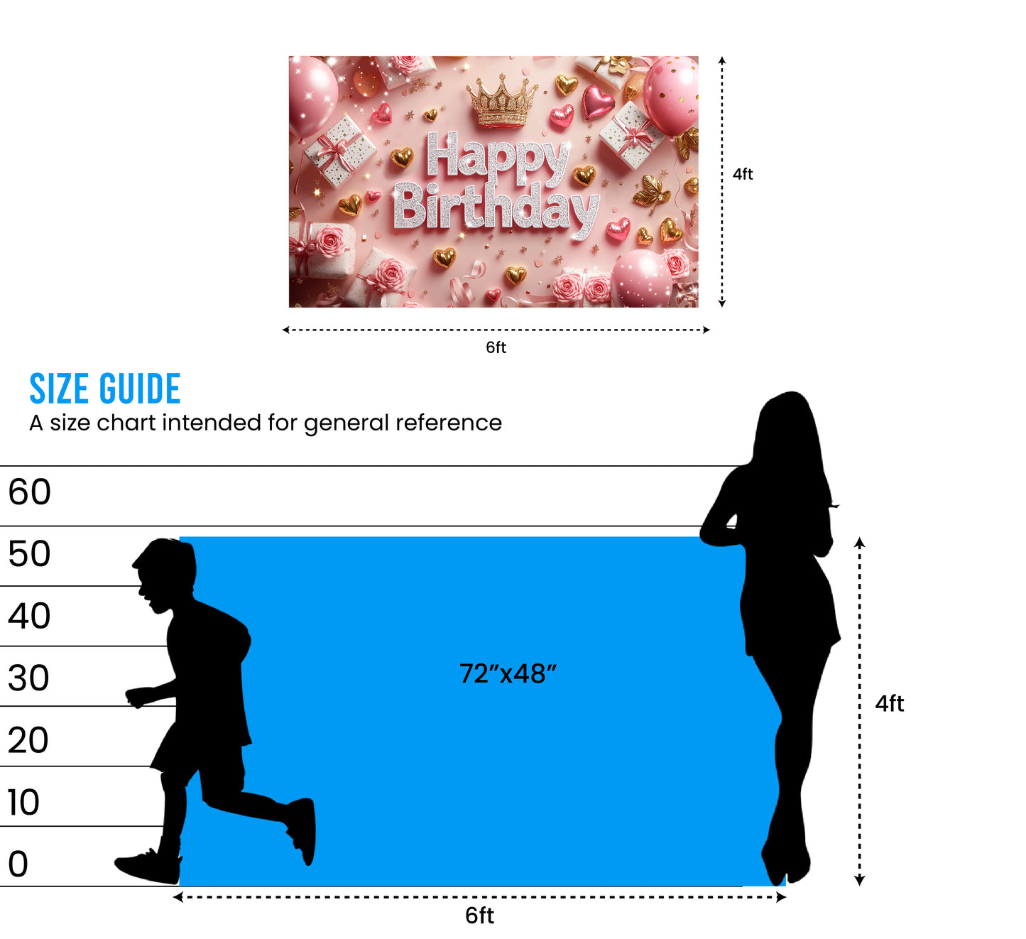 Pink Birthday Backdrop (6x4 ft)