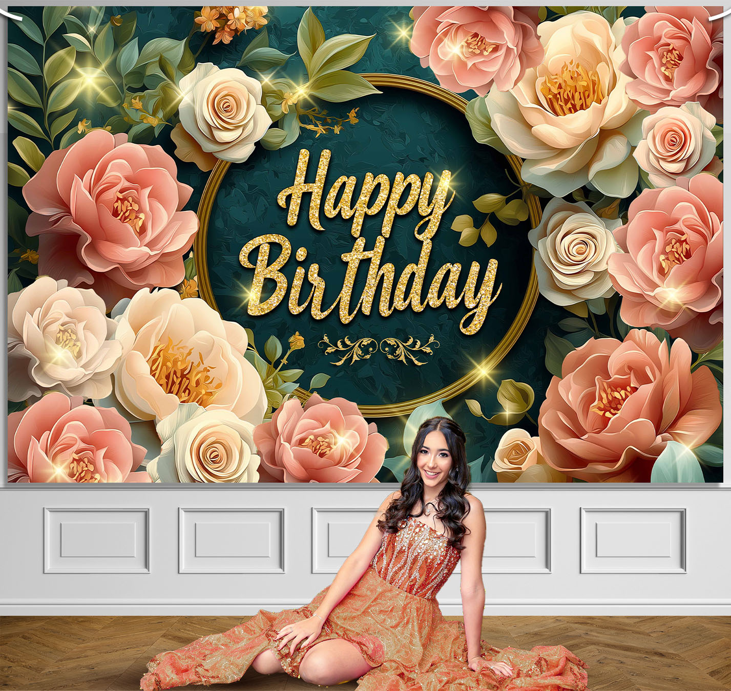 Sage Green Birthday Backdrop