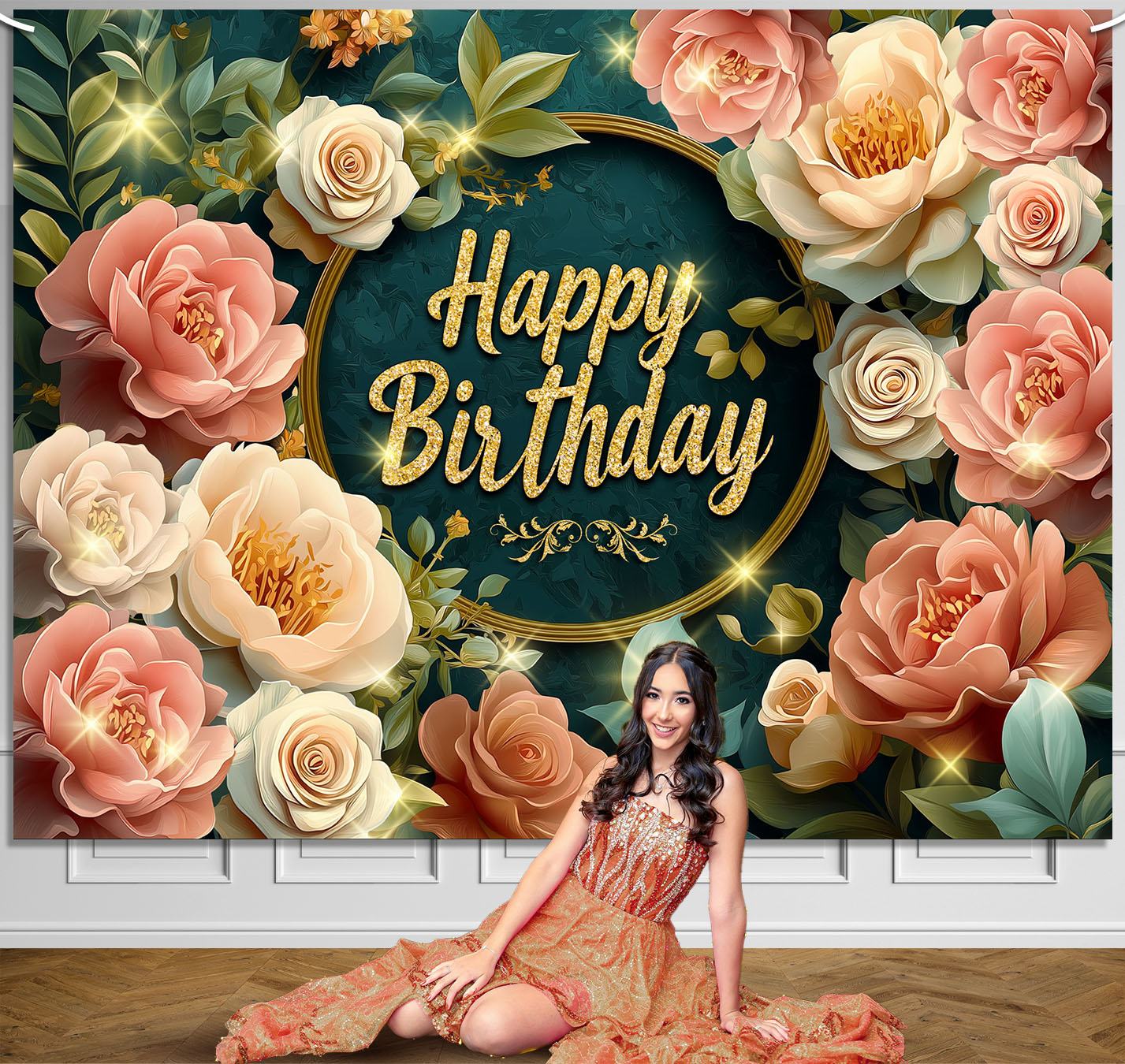 Sage Green Birthday Backdrop